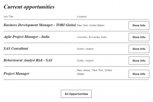 TORI current vacancies listing